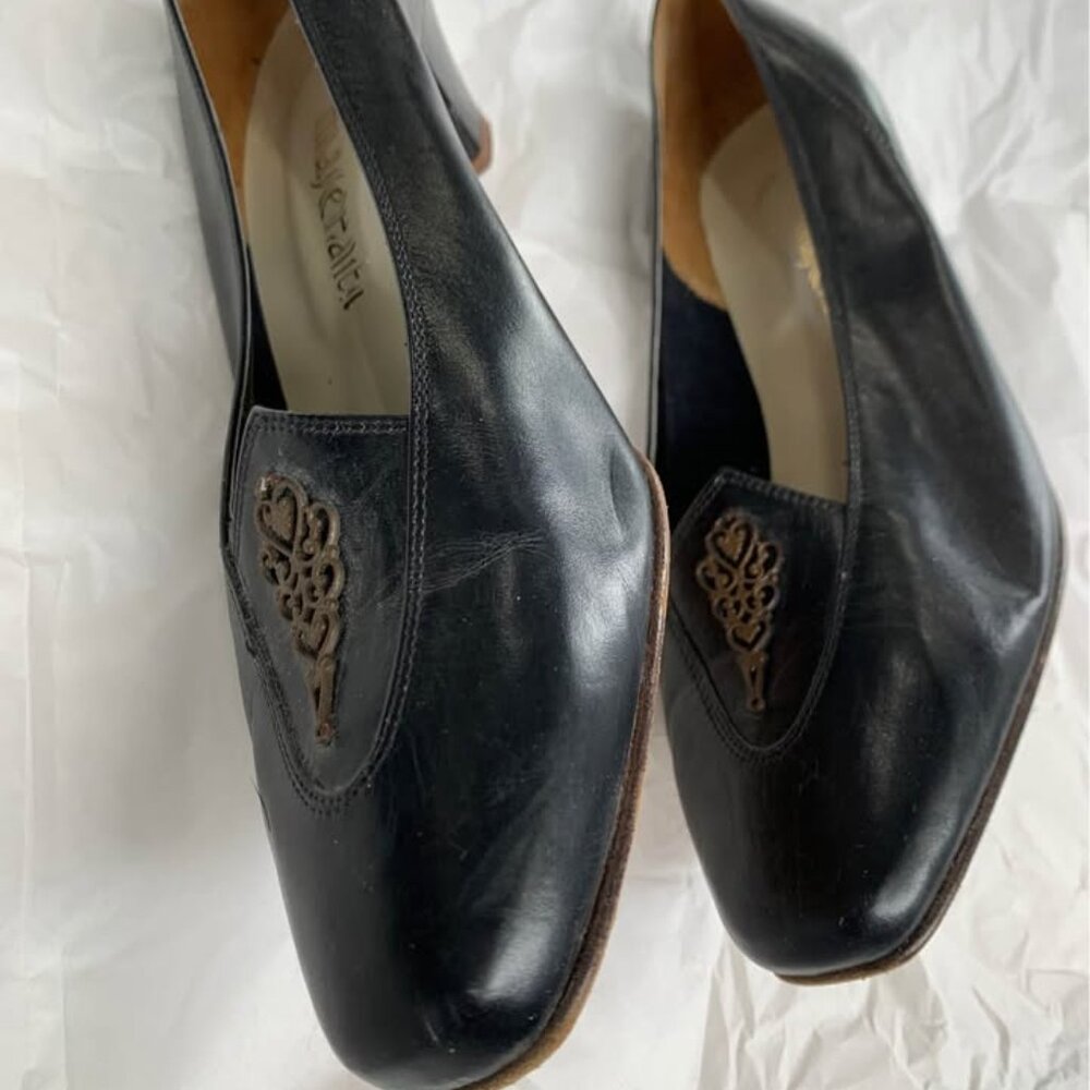 MASERATI Vintage Black Leather Pump - Sz 9